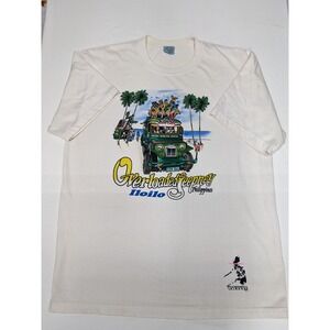 Dibuho Philippines Overloaded Jeepney Iloilo Handpainted Vintage T-Shirt Cream L